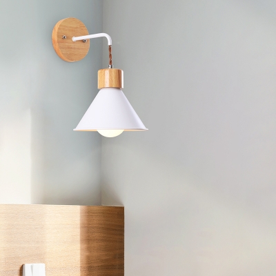 Details about   Nordic Lamp Swivelable Cone Sconce Light Wall Lighting with Wood Backplate 