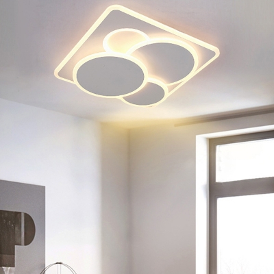 Overlapping Ceiling Mount Light Minimalist Acrylic White LED Flush Light in Warm/White Light