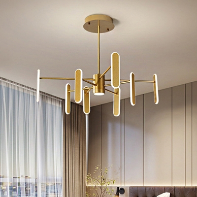 Post Modern Sputnik Ceiling Chandelier Metal Integrated Led Gold Hanging Light