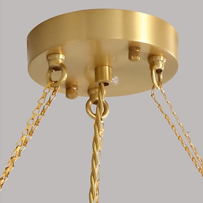 Postmodern Circular Ceiling Chandelier Metal 3 Heads Brass Pendant Light Fixture