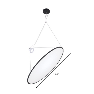 Round Acrylic Hanging Ceiling Light Simple Style Black LED Pendant Chandelier for Dinging Room