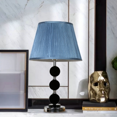 Round Bedroom Table Light Retro Beveled Crystal Prism Single Light Blue Nightstand Lamp