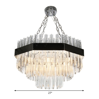 Silver Layered Chandelier Lighting Modernism 10 Bulbs Crystal Ceiling Hanging Light for Living Room