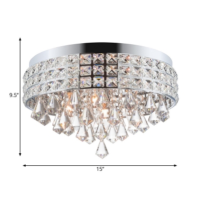 Sparkling Crystal Lighting Fixture Contemporary Round Ceiling Light Fixtures for Bedroom