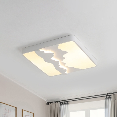 Square Acrylic Ceiling Light Fixture Modern White/Gray LED Flush Mount Lamp in Warm/White Light, 16