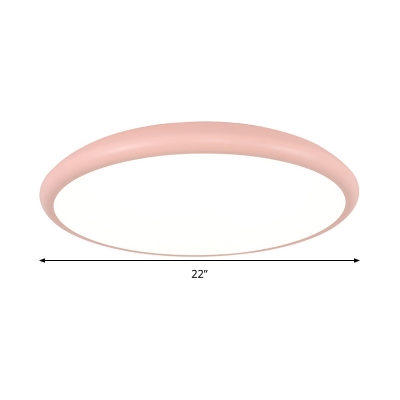 Ultra-Thin Acrylic Flush Mount Lamp Macaron Pink LED Ceiling Lighting in Warm/White Light, 15