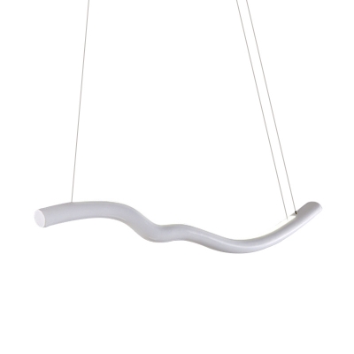 Wave Shaped Chandelier Lighting Fixture Metal LED Dining Room Suspension Pendant in White/Grey