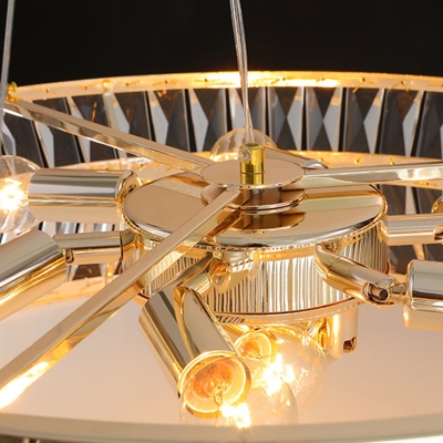 Wide Flare Chandelier Lamp Modernist 4 Bulbs Clear Crystal Suspension Pendant Light