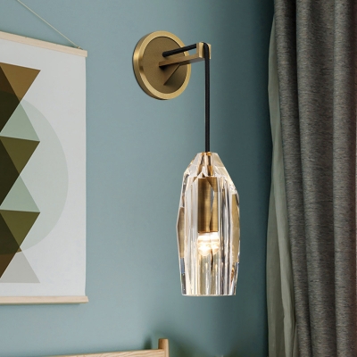 1 Bulb Geometric Wall Sconce Simple Gold Clear Crystal Glass LED Wall Light Fixture for Living Room