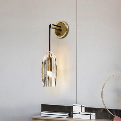 1 Bulb Geometric Wall Sconce Simple Gold Clear Crystal Glass LED Wall Light Fixture for Living Room