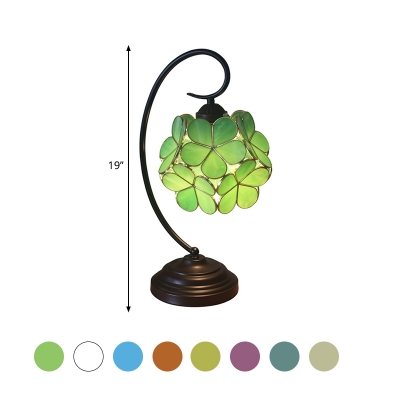 1 Head Table Lamp Tiffany Clover Stained Glass Task Lighting in Light Green/Clear/Pink for Bedroom