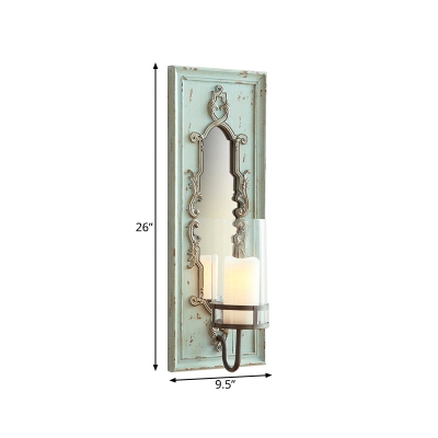 1 Light Wall Mounted Lighting Traditional Style Cylinder Opal Glass Vanity Sconce Light in Black/Blue for Bedroom