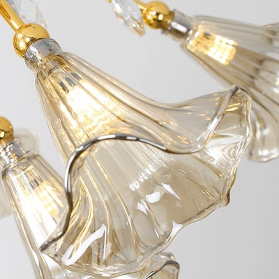 16 Heads Starburst Cluster Pendant Light Modernism Crystal Hanging Ceiling Light in Gold