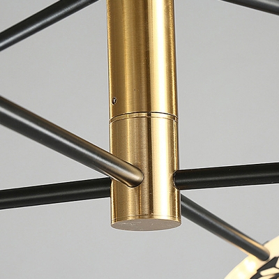 2 Tiers Pendant Light Fixture Contemporary Metal 6/8 Lights Black Chandelier Lamp in 3 Color Light
