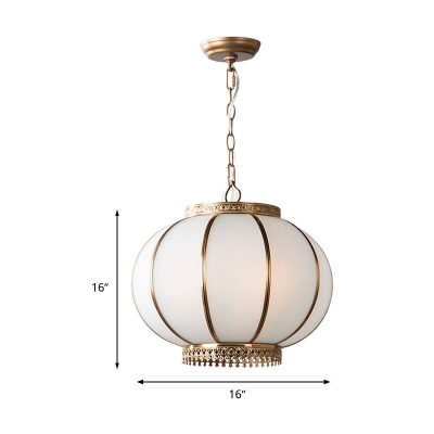 3/6 Lights Chandelier Pendant Light Colonial Lantern White Glass Suspension Lamp for Bedroom, 16