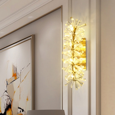 8 Lights Sputnik Wall Sconce Lighting Traditional Gold Clear K9 Crystal LED Wall Light Fixture for Living Room