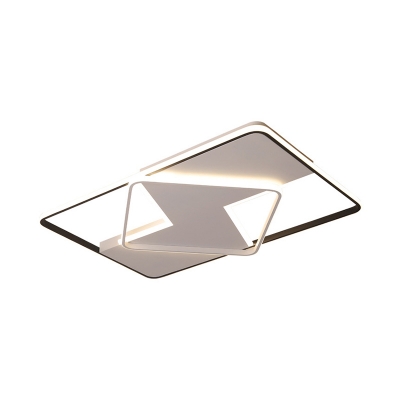 Acrylic Rectangular Ceiling Lamp Modern Black-White LED Flush Mount in Warm/White Light