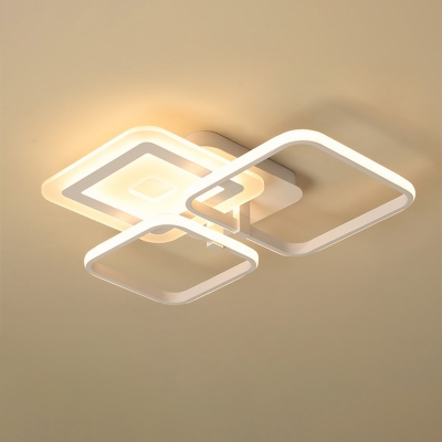 Acrylic Square Flush Light Fixture Modernism White LED Ceiling Lamp in Warm/White Light