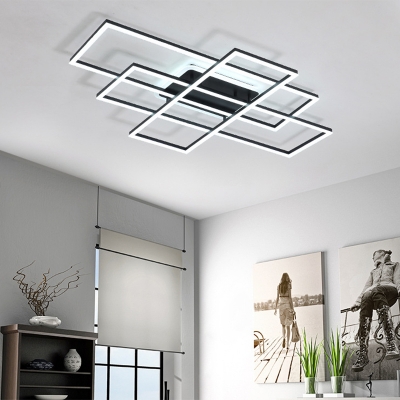Acrylic Traverse Flush Light Minimalist White/Black LED Ceiling Light Fixture in Warm/White Light, 23.5