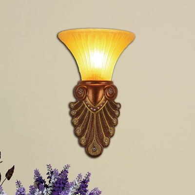 Amber Glass Bell Wall Sconce Vintage 16
