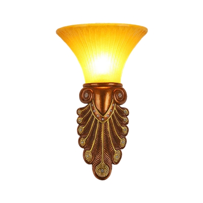 Amber Glass Bell Wall Sconce Vintage 16