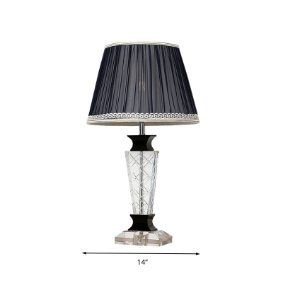 Black 1 Bulb Night Light Traditional Prismatic Optical Crystal Urn Shape Table Lamp