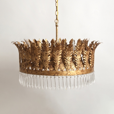 Brass 3/6/8 Heads Chandelier Lighting Vintage K9 Crystal Seaweed Pendant Ceiling Light for Dining Room
