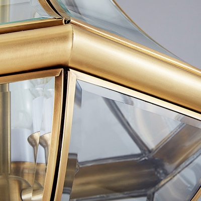 Clear Glass Teardrop Chandelier Lamp Colonial 3 Heads Foyer Pendant Light Fixture in Gold