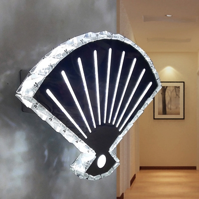 

Crystal Prism Fan Wall Lighting Contemporary LED Nickle Wall Mount Light Fixture in Warm/White Light, HL583080