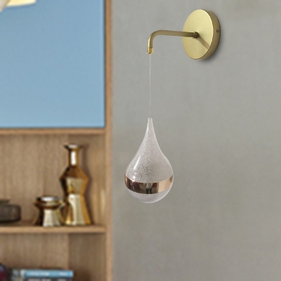 Crystal Teardrop Wall Sconce Light Modernist LED Gold Wall Lighting Fixture in Warm/White/3 Color Light
