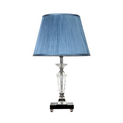 Fabric Pink/Blue Table Light Cone Single Bulb Vintage Night Lamp with Faux-Braided Detailing