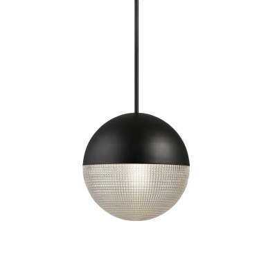 Globe Suspension Light Modernist Clear Prismatic Glass 1 Bulb Gold/Black Hanging Lamp Kit