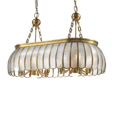 Gold Scalloped Island Chandelier Light Colonial Seeded Glass 10 Lights Dining Room Ceiling Pendant