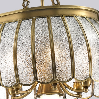 Gold Scalloped Island Chandelier Light Colonial Seeded Glass 10 Lights Dining Room Ceiling Pendant