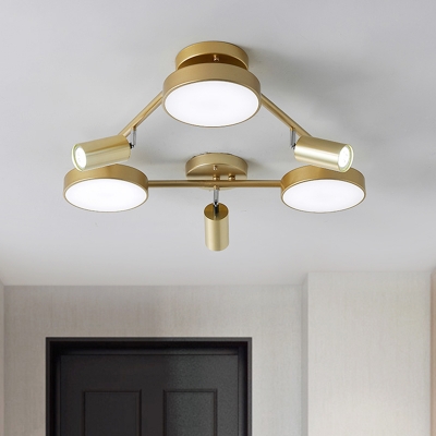 Gold Triangle Ceiling Lamp Postmodern Metal 6 Lights Flush Mount Lighting for Bedroom