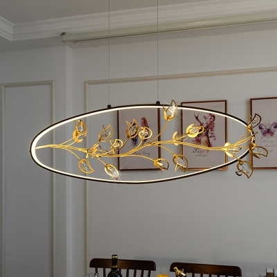 LED Branch Hanging Ceiling Light Postmodern Gold Crystal Encrusted Pendant Chandelier