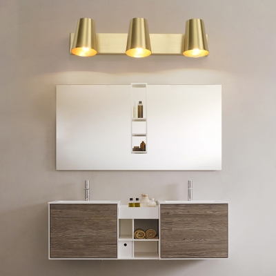 Metal Brass Vanity Wall Sconce Tapered 1/2/3-Light Traditional Wall Lamp Fixture for Bathroom