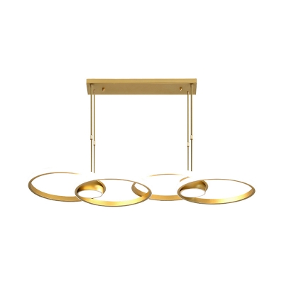 Metal Ring Chandelier Pendant Light Postmodern Gold LED Suspension Light in Warm/White Light