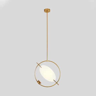 Minimalism Circular Ceiling Lighting Metal 1 Head Hanging Pendant Light in Gold for Living Room