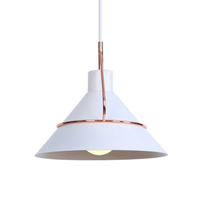 Minimalist Conical Pendant Lamp Metal 1 Light Dining Room Suspension Light in White/Black