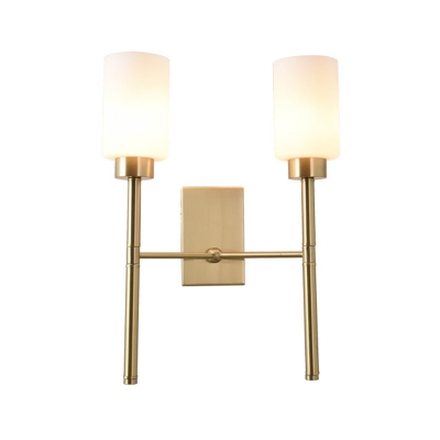 Pencil Arm Wall Lighting Contemporary Metal 2 Heads Sconce Light Fixture in Brass