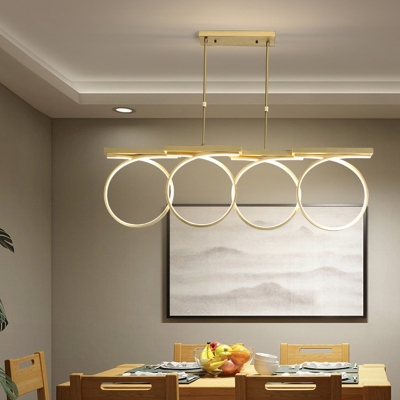 Ring Acrylic Chandelier Light Contemporary Gold/Black LED Ceiling Light in White/3 Color Light