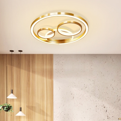 Ring Ceiling Light Fixture Postmodern Acrylic Gold LED Flush Mount for Bedroom, 18