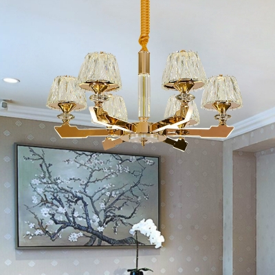 Sputnik Crystal Block Suspension Light Postmodern 6/8/12 Heads Living Room Hanging Chandelier in Gold