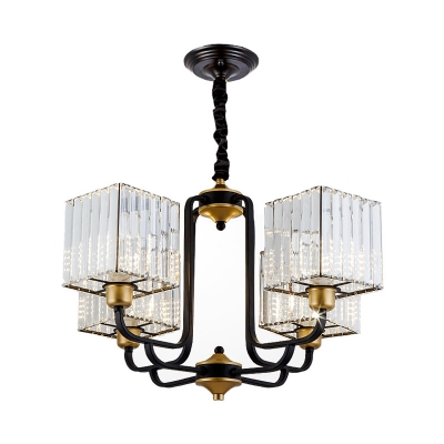 Square Ceiling Chandelier Contemporary Crystal 4/6/8 Heads 26