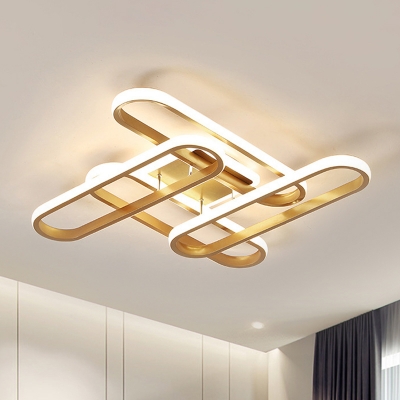 Traverse Ceiling Light Postmodern Acrylic Gold LED Semi Flush Mount Lighting in Warm/White Light