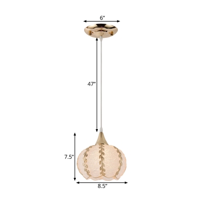 White 1 Head Pendant Light Traditional Plastic Globe/Dome/Flared Suspended Lighting Fixture for Dining Room