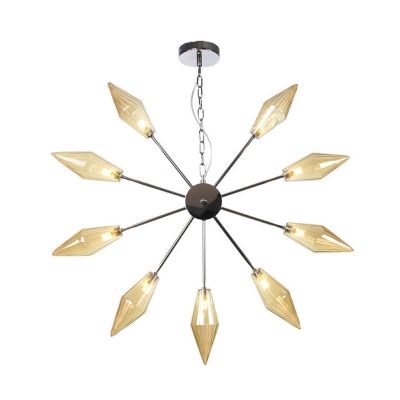 6/9/12 Lights Clear/Amber Glass Hanging Chandelier Industrial Black/Copper/Gold Sputnik Indoor Pendant Light Fixture