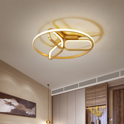 Acrylic Geometric Ceiling Light Modern Black/White/Gold Flush Mount Lamp for Bedroom, 18