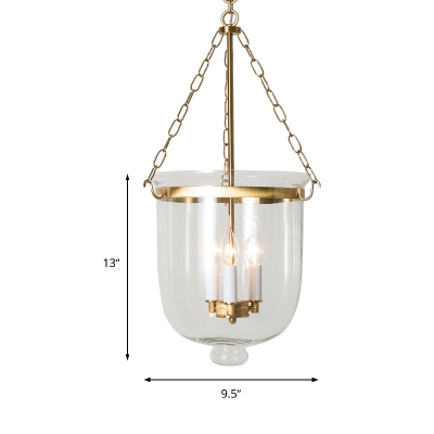 Candle Hanging Chandelier Colonial Clear Glass 3 Lights Living Room Ceiling Pendant